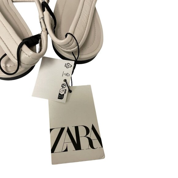 Zara Womens Leather Slingback Ballet Flats EU 41 US 10 off White 1549/510 NWOB - Picture 8 of 9